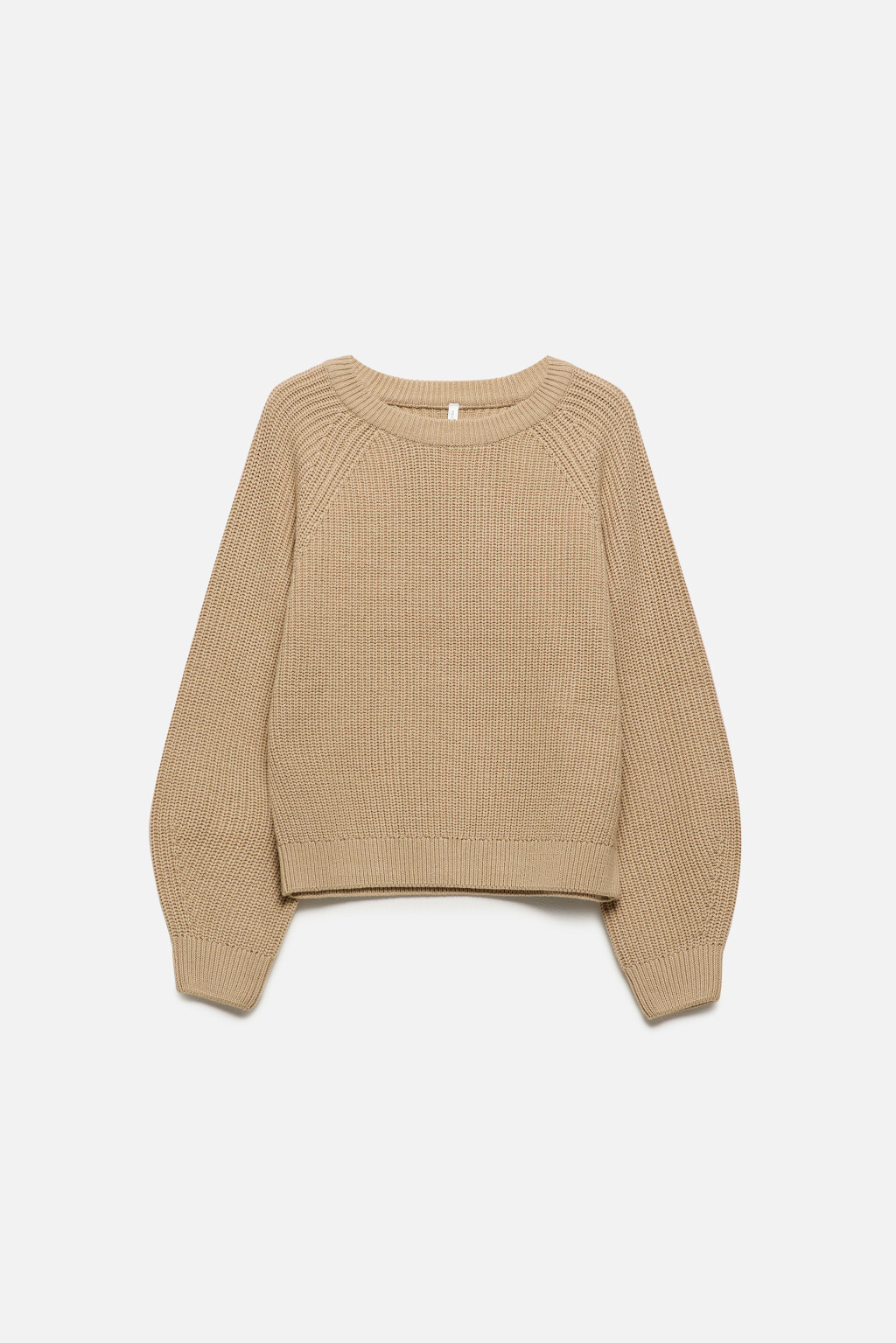 Джемпер вязаный в рубчик с рукавами-реглан - цвет бежевый - 9