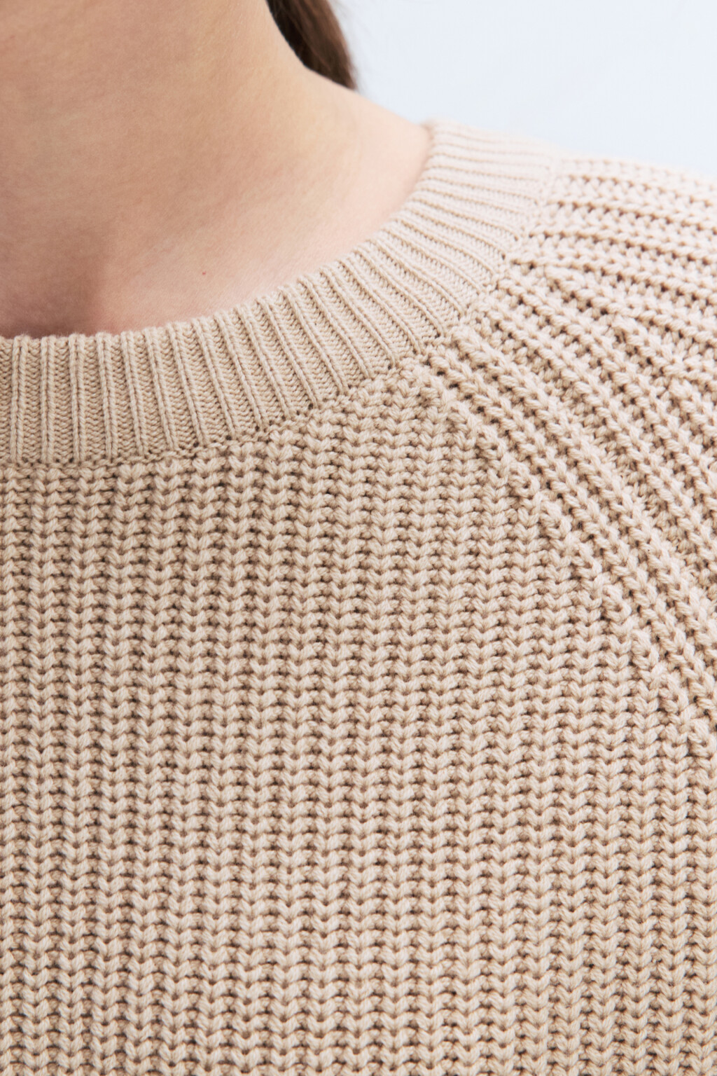 Джемпер вязаный в рубчик с рукавами-реглан - цвет бежевый - 7
