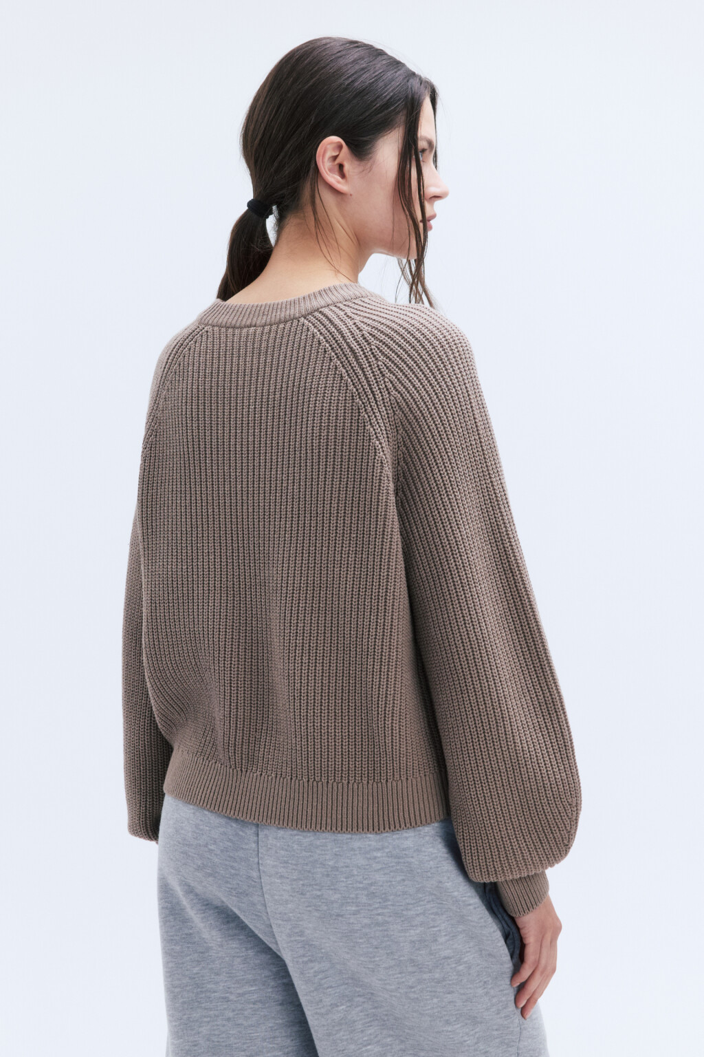 Джемпер вязаный в рубчик с рукавами-реглан - цвет бежевый - 5
