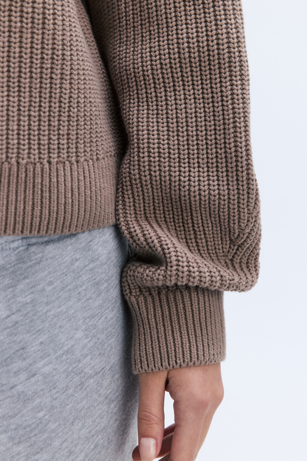 Джемпер вязаный в рубчик с рукавами-реглан - цвет бежевый - 8