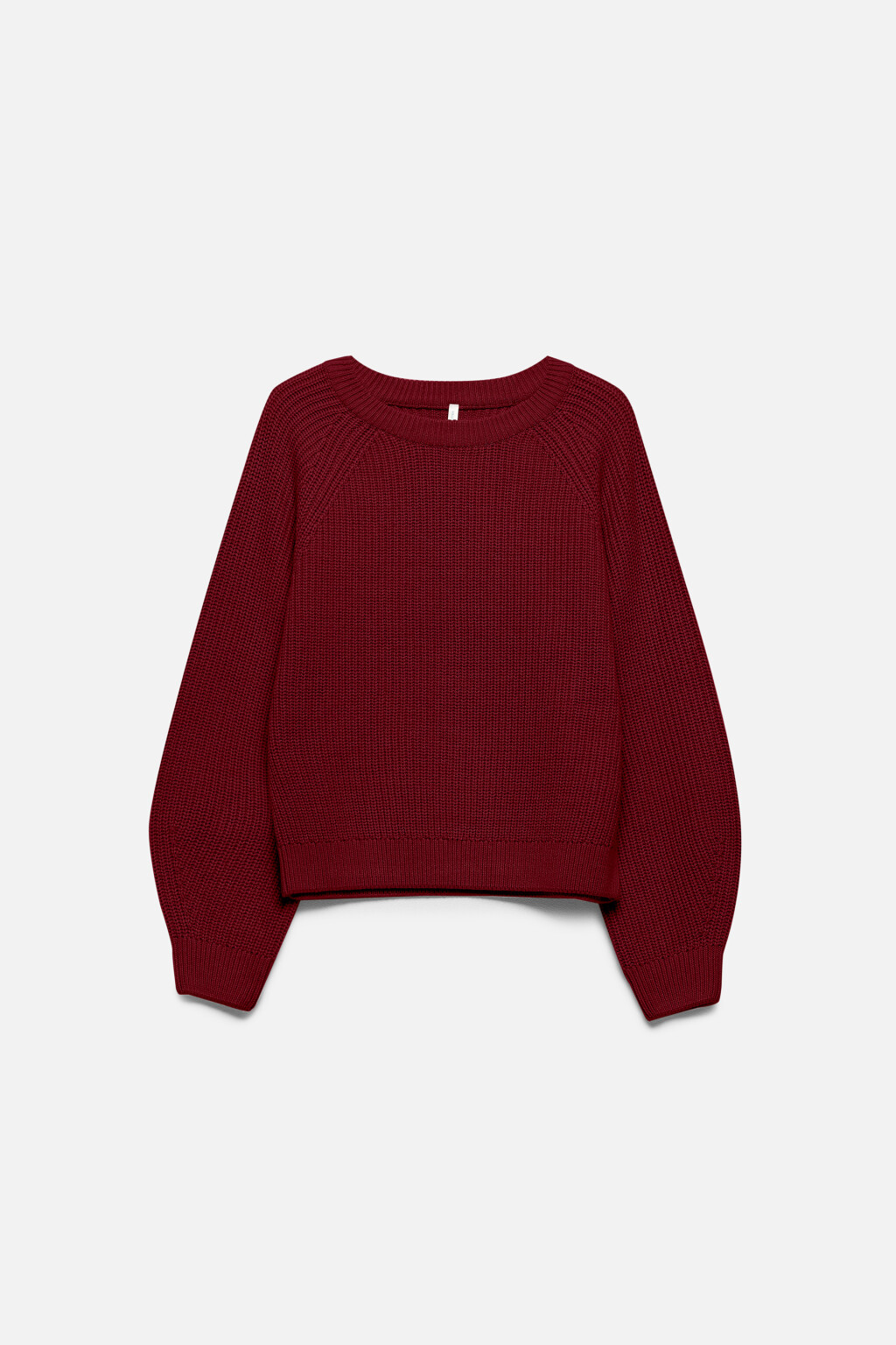 Джемпер вязаный в рубчик с рукавами-реглан - цвет бордовый - 8