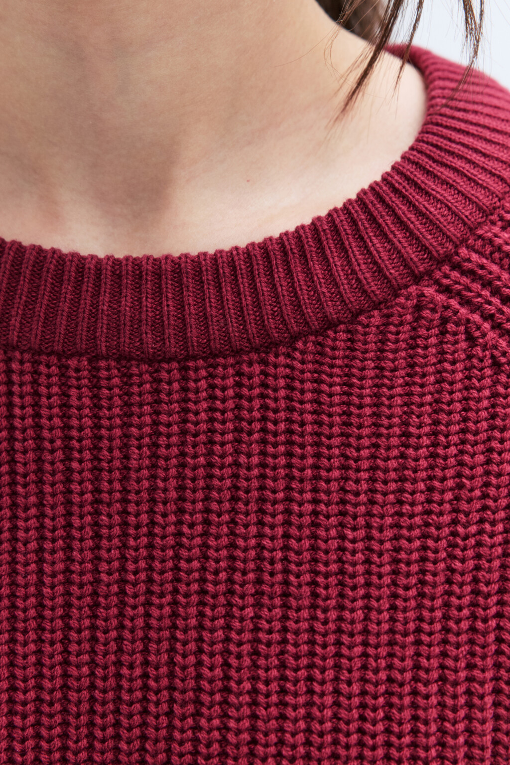 Джемпер вязаный в рубчик с рукавами-реглан - цвет бордовый - 6