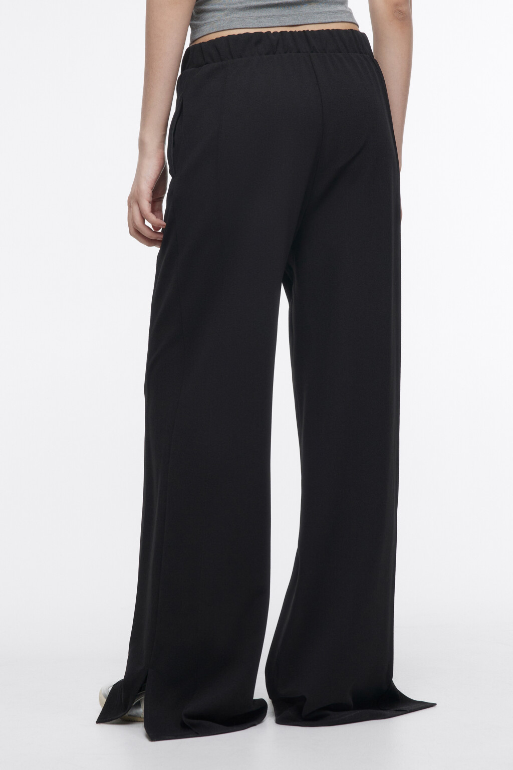 Брюки костюмные с поясом-резинкой - цвет черный - 4