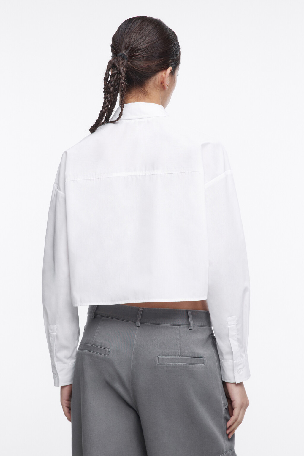 Блузка-рубашка CropShirt укороченная - цвет белый - 4