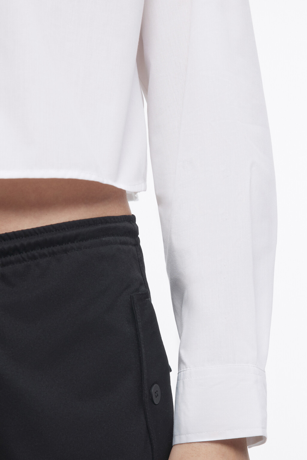 Блузка-рубашка CropShirt укороченная - цвет белый - 7