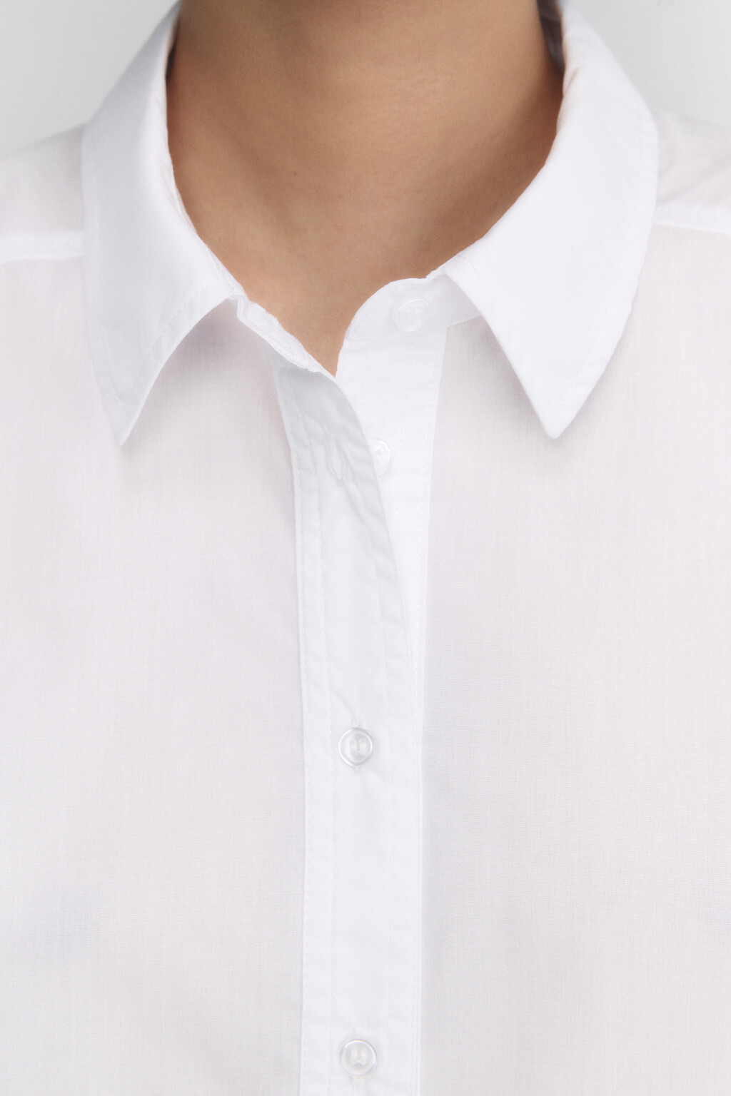 Блузка-рубашка базовая укороченная - цвет белый - 6