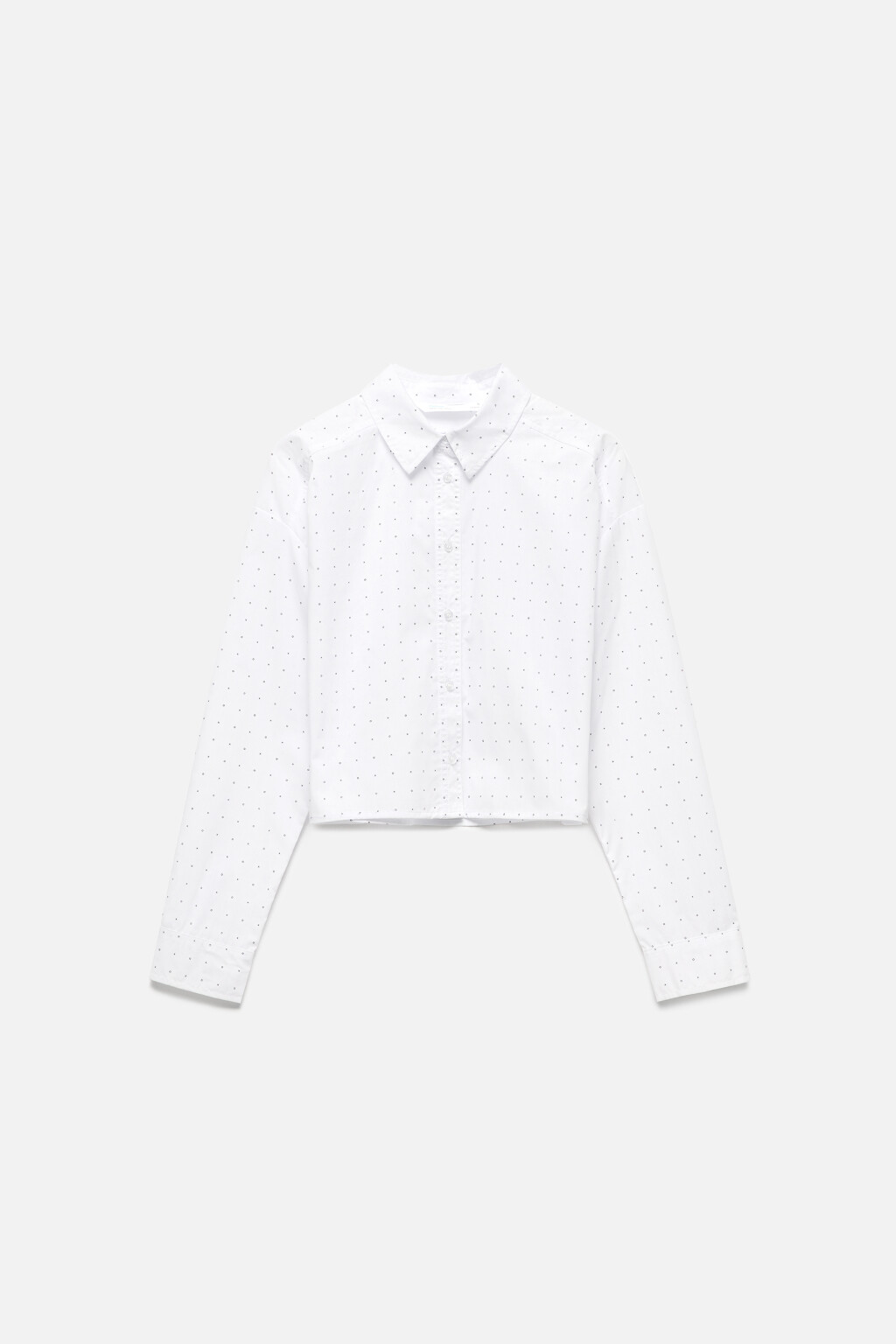 Блузка-рубашка укороченная с крестиками и ноликами - цвет белый - 8
