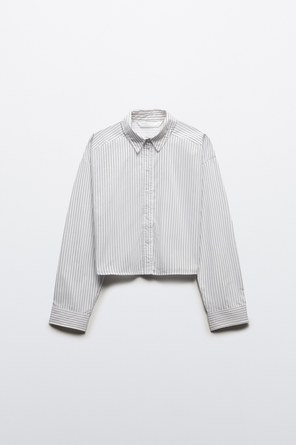 Блузка-рубашка укороченная в полоску - цвет белый - 7