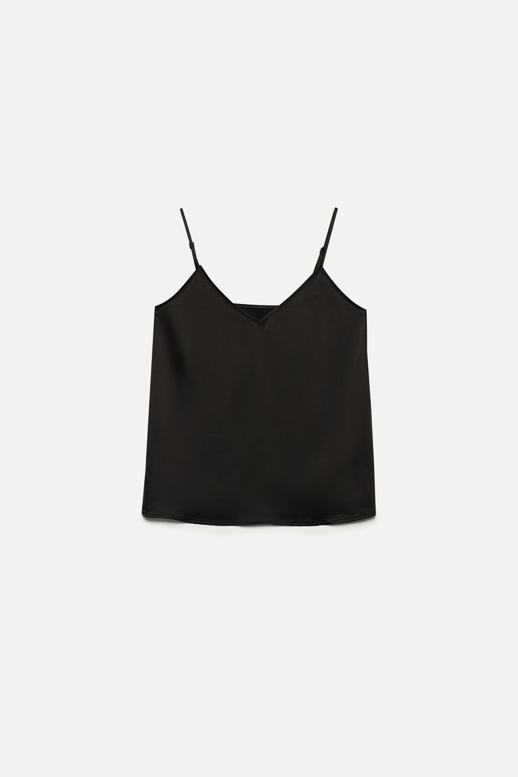 Блузка-майка EVA атласная на тонких бретельках - цвет черный - 10