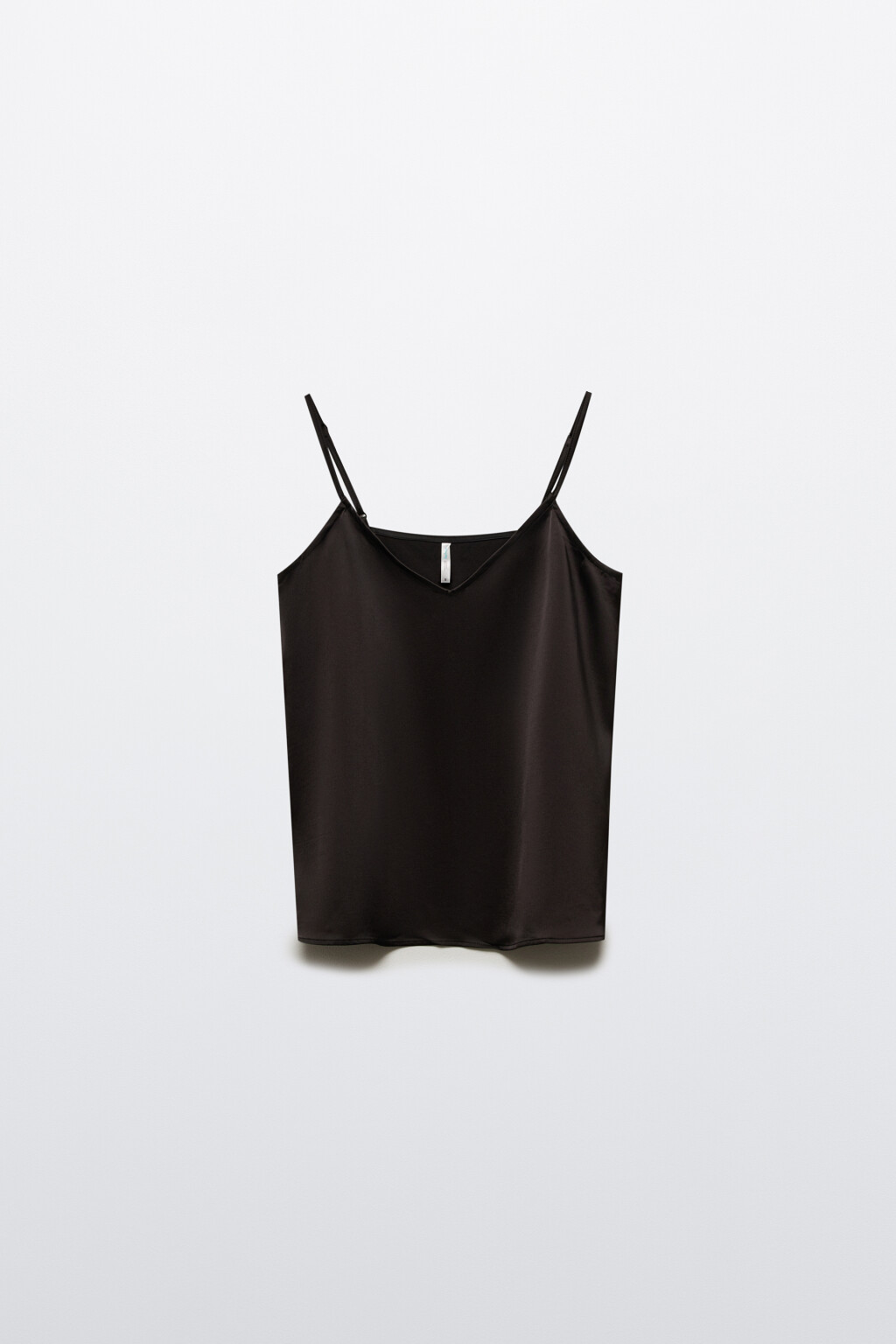 Майка атласная на тонких бретельках - цвет черный - 7