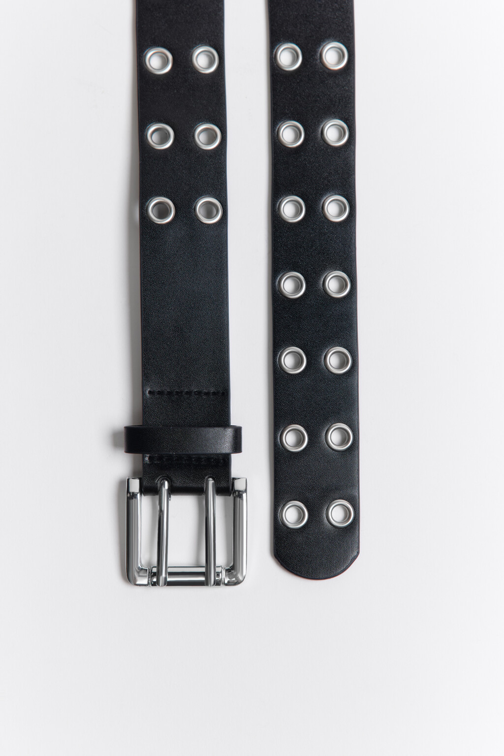 Ремень брючный с металлическими люверсами - цвет черный - 2