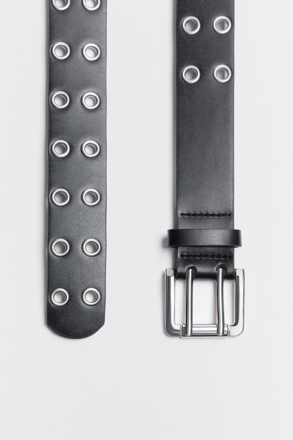 Ремень брючный с металлическими люверсами - цвет черный - 3