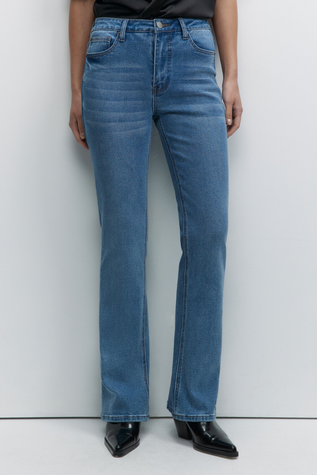 Джинсы Flare расклешенные с высокой посадкой - цвет голубой - 2