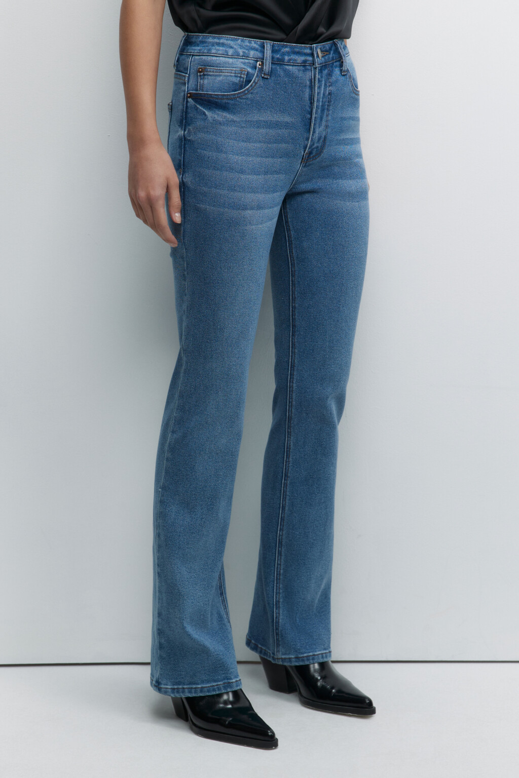 Джинсы Flare расклешенные с высокой посадкой - цвет голубой - 3