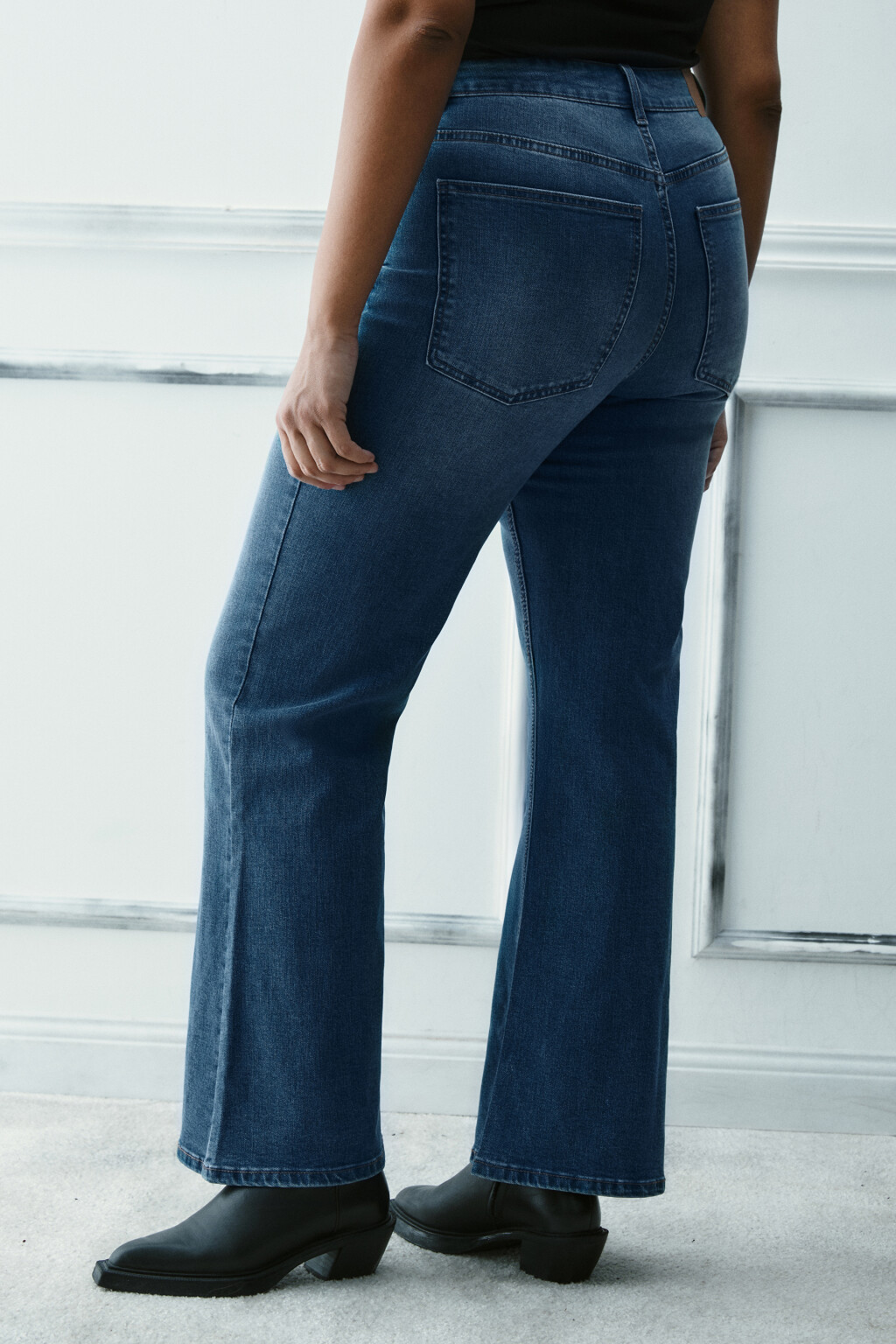 Джинсы клеш с высокой посадкой - цвет голубой - 3