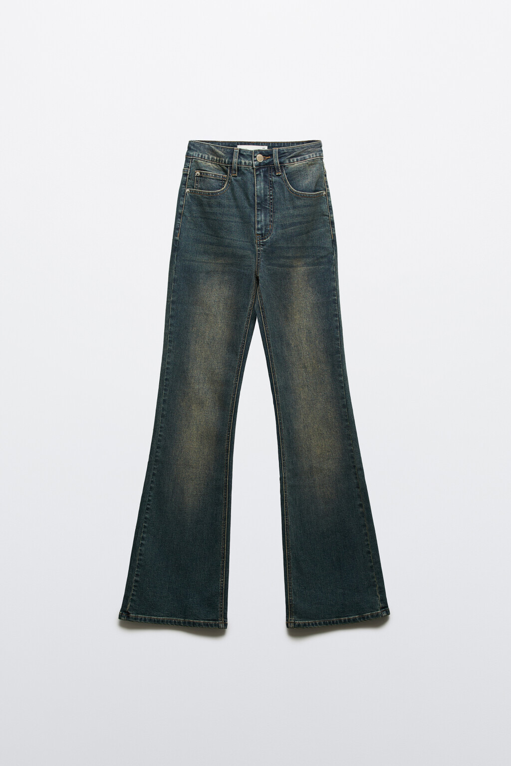 Джинсы клеш с высокой посадкой - цвет темный тинт - 1