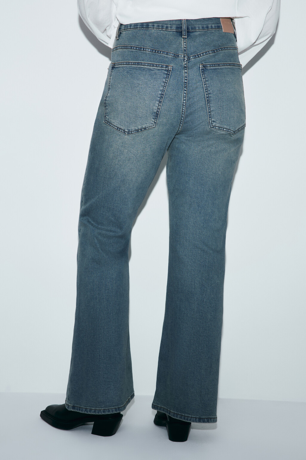 Джинсы клеш с высокой посадкой - цвет синий - 4
