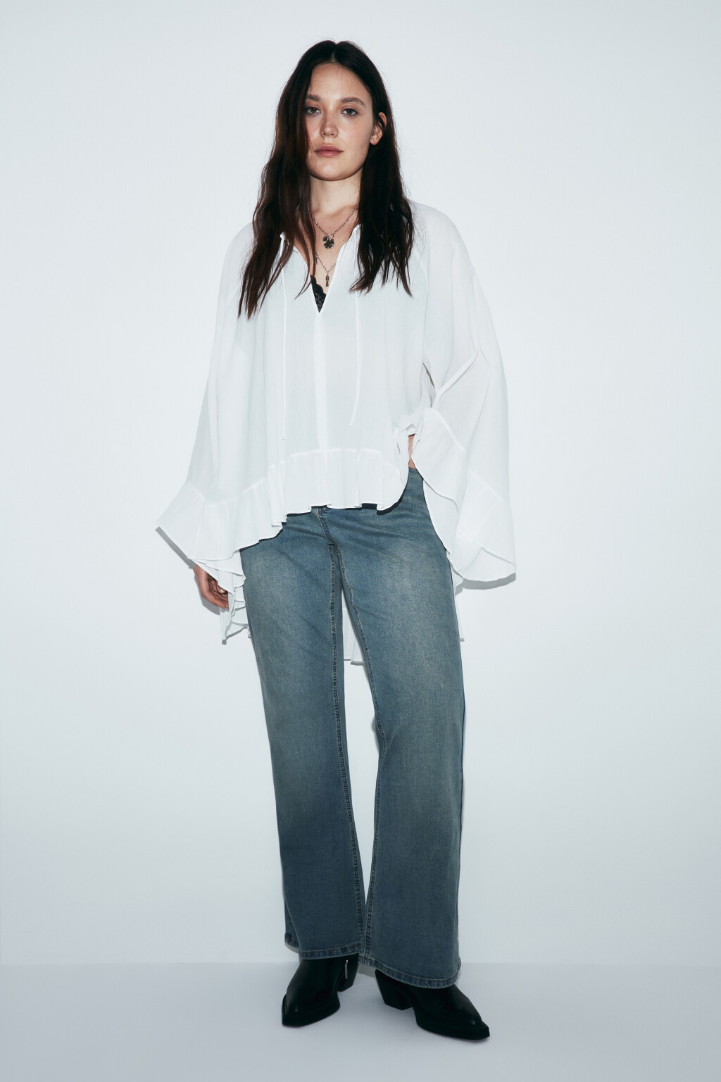 Джинсы клеш с высокой посадкой - цвет синий - 5