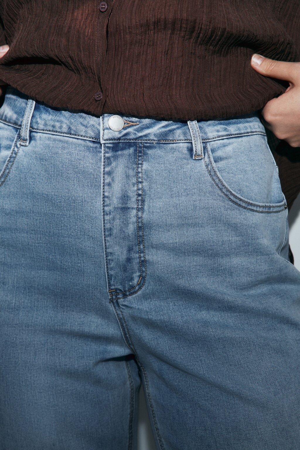 Джинсы клеш с высокой посадкой - цвет голубой - 6