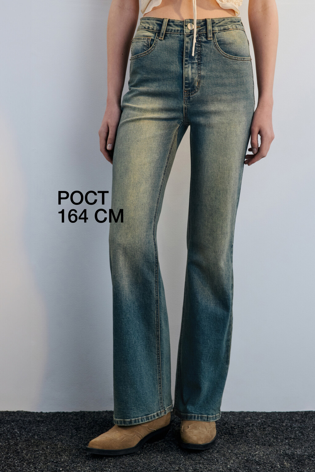 Джинсы клеш с высокой посадкой - цвет синий - 1