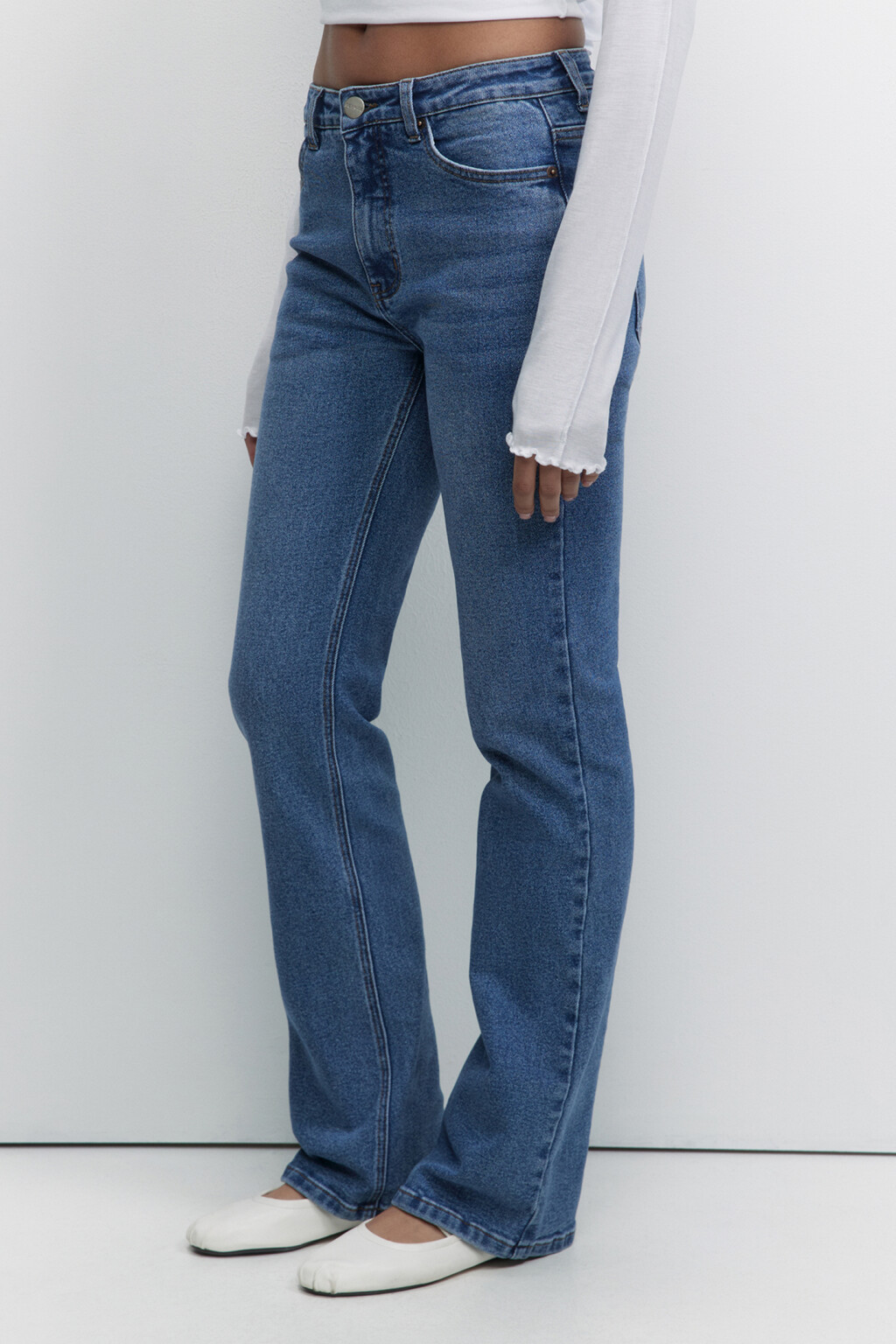 Джинсы Flare расклешенные с высокой посадкой - цвет голубой - 2