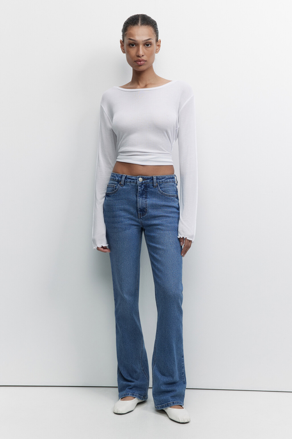 Джинсы Flare расклешенные с высокой посадкой - цвет голубой - 4
