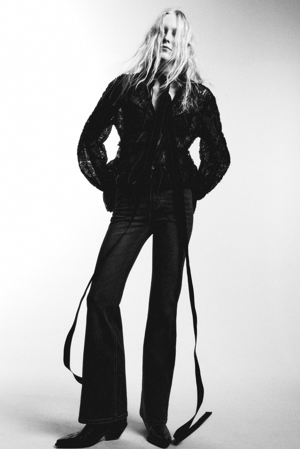 Джинсы flare расклешенные с высокой посадкой - цвет голубой - 2