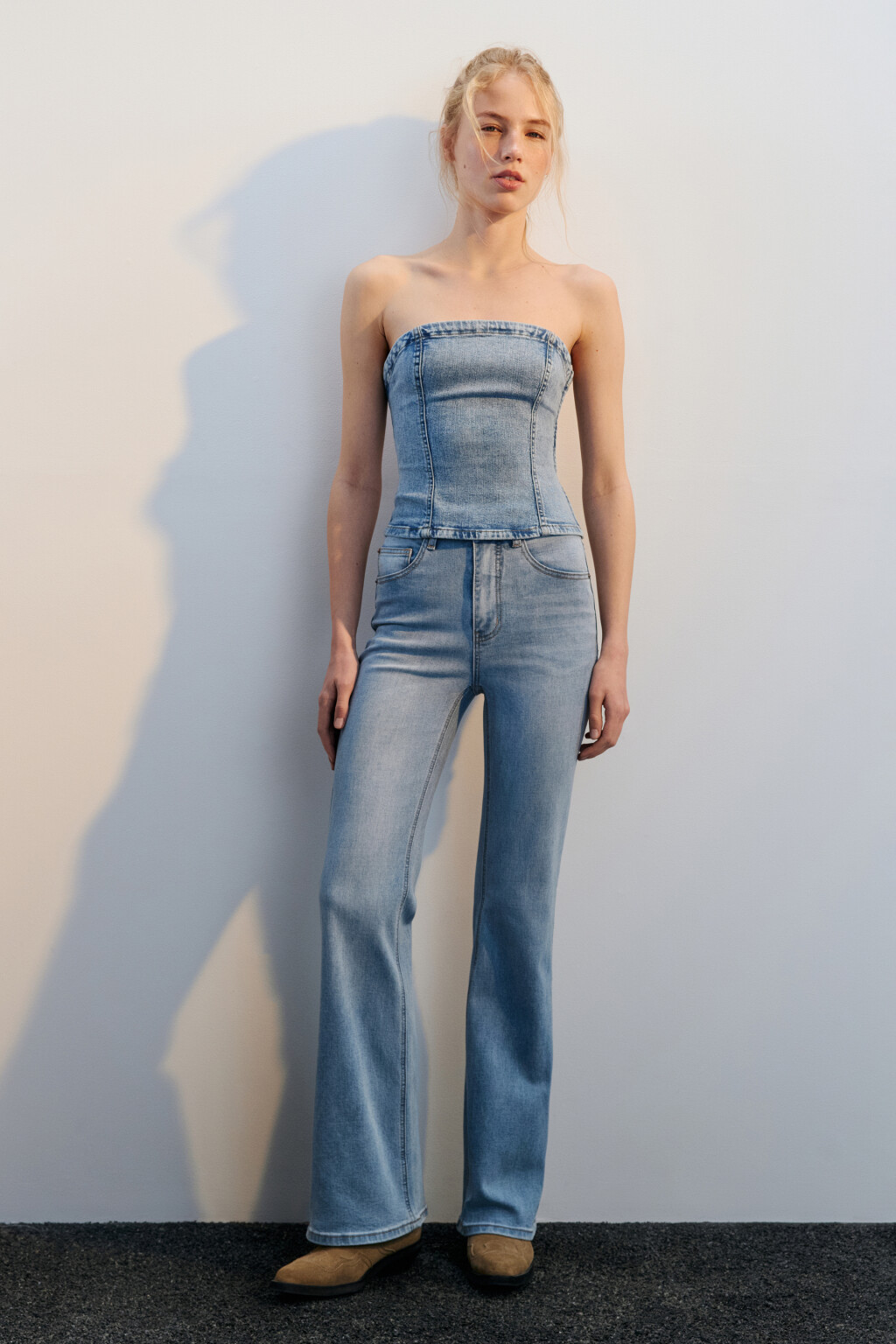 Джинсы клеш с высокой посадкой - цвет голубой - 5