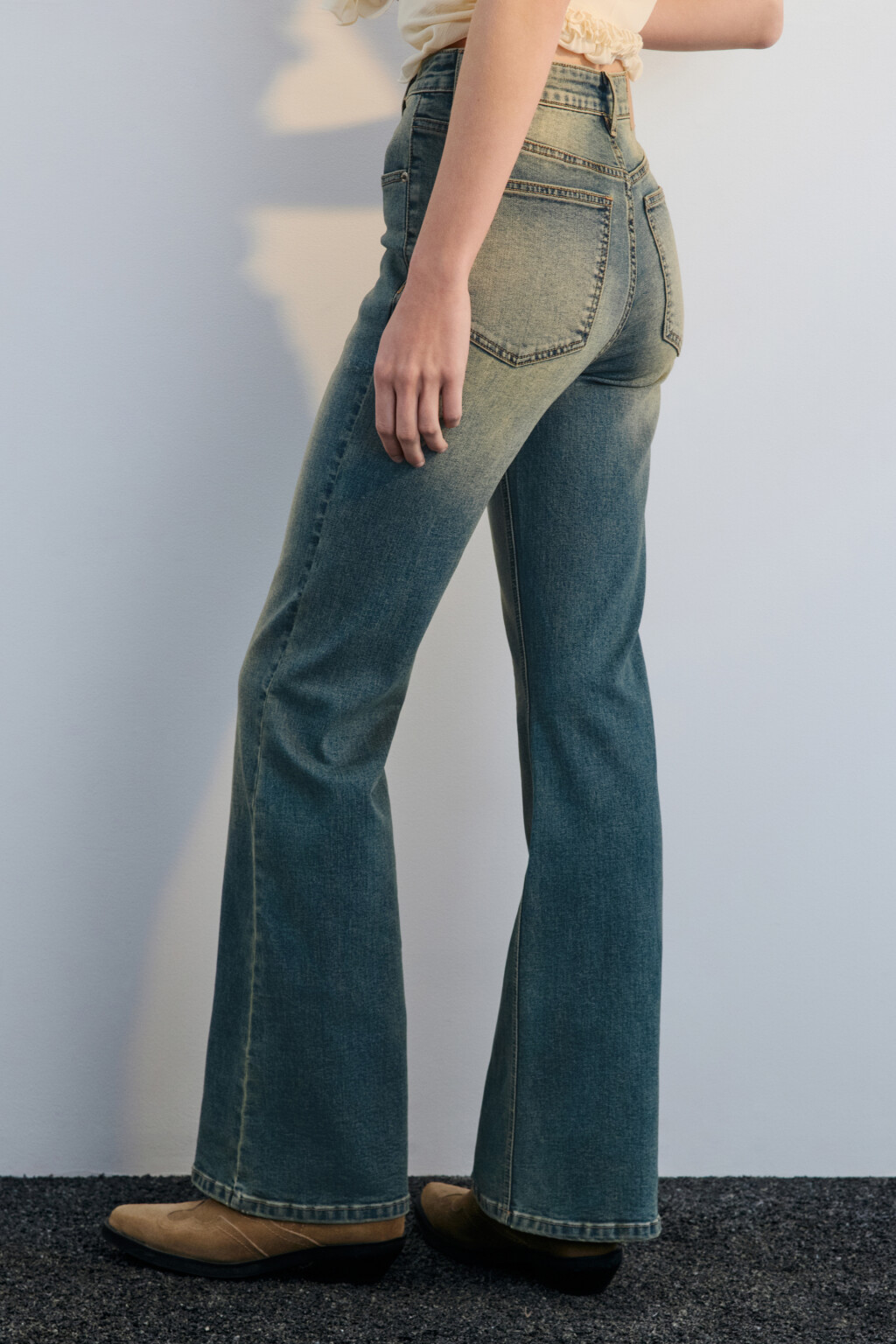 Джинсы клеш с высокой посадкой - цвет синий - 4