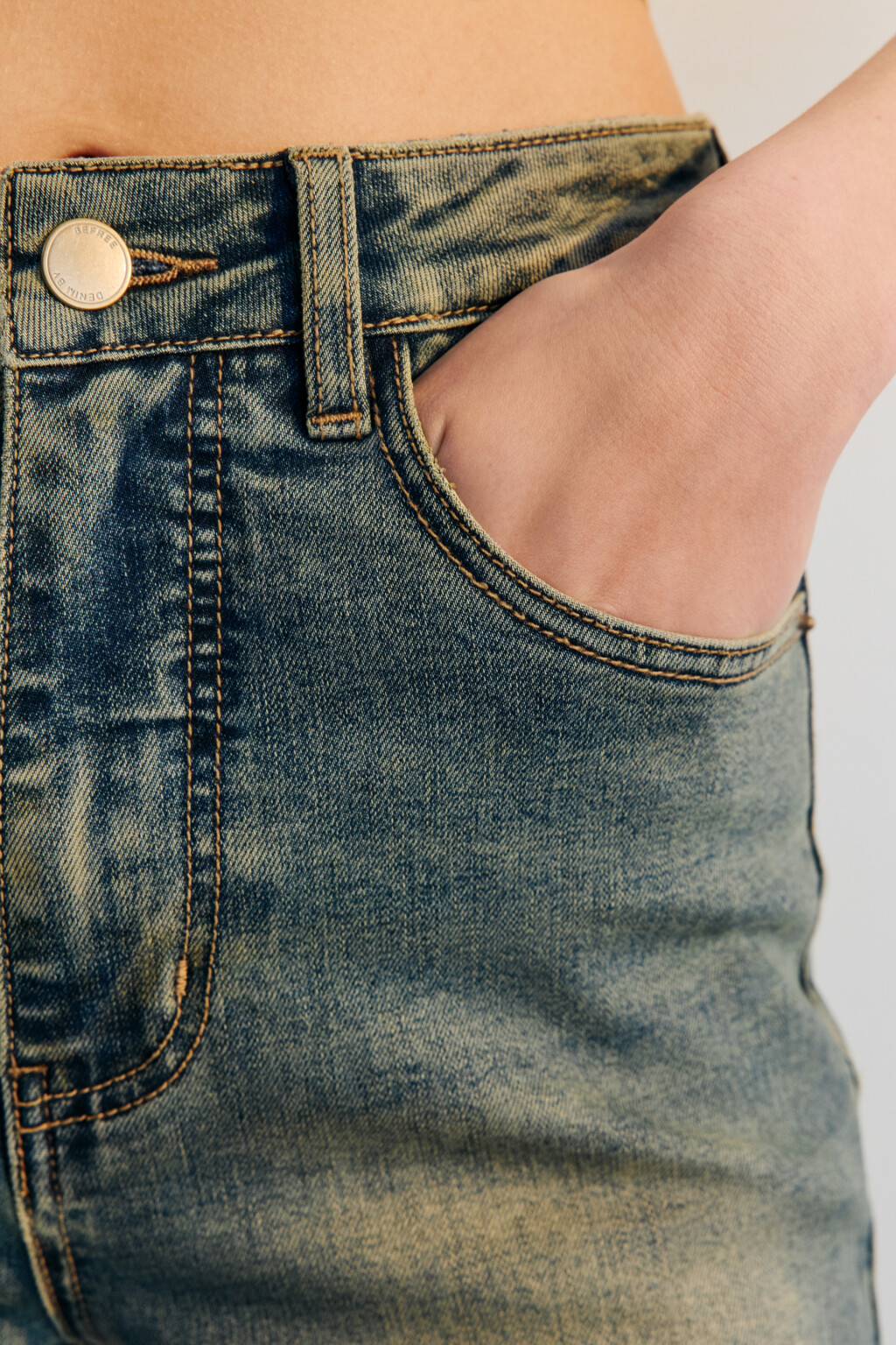 Джинсы клеш с высокой посадкой - цвет синий - 7