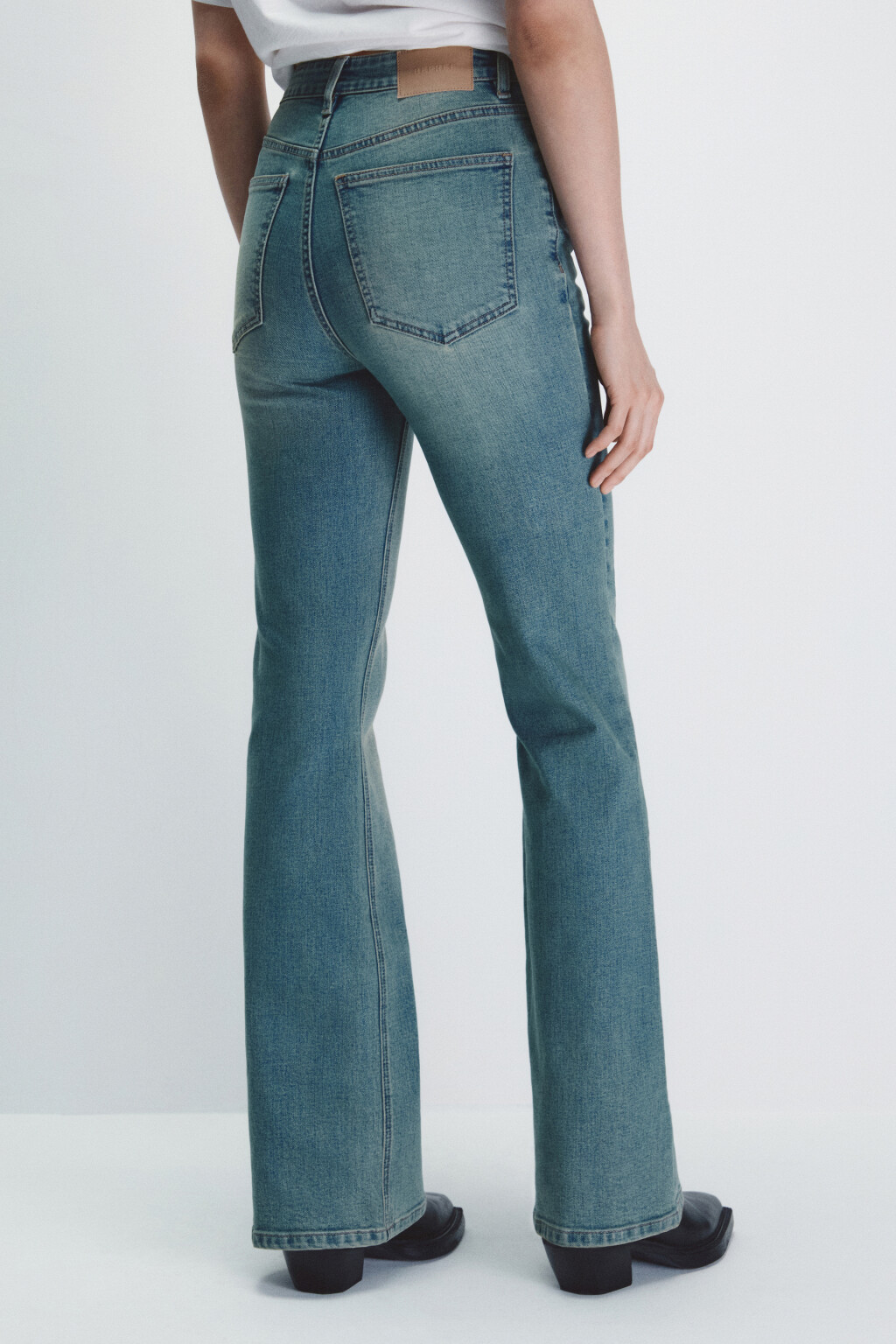 Джинсы клеш с высокой посадкой - цвет синий - 3