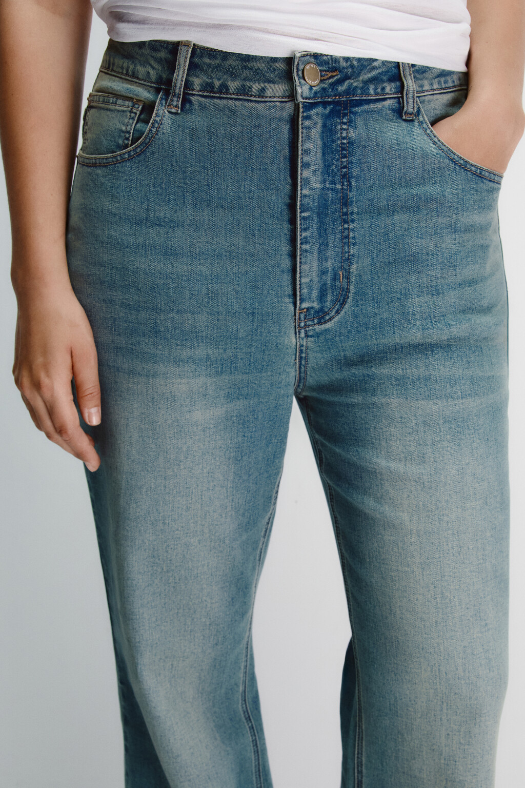 Джинсы клеш с высокой посадкой - цвет синий - 6