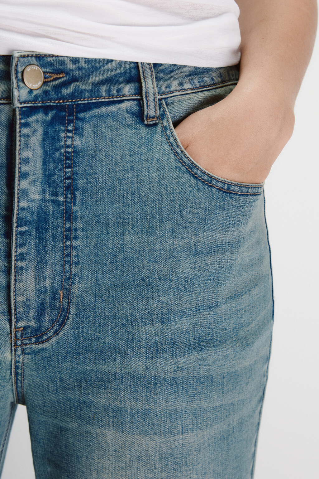 Джинсы клеш с высокой посадкой - цвет синий - 7