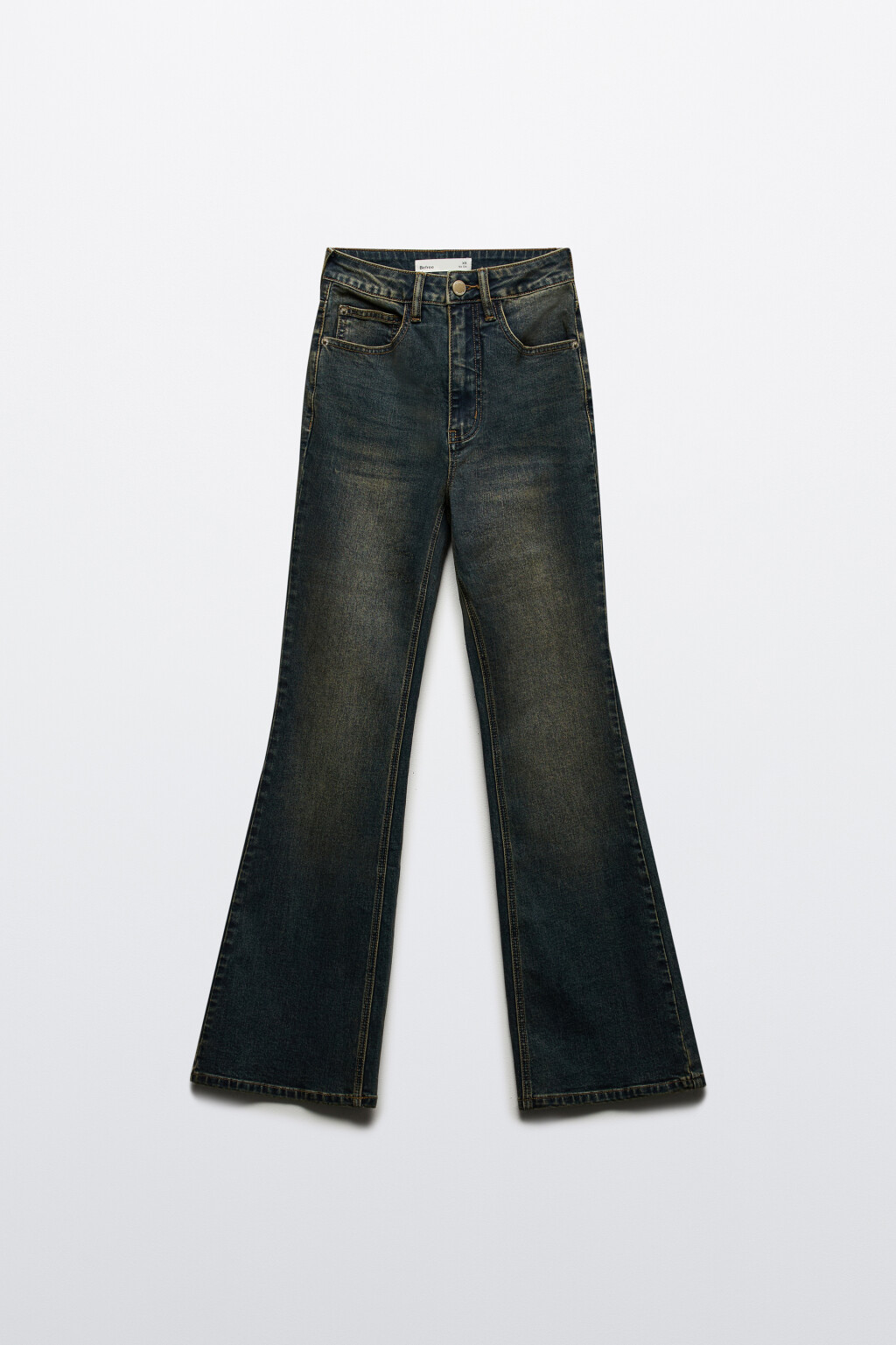 Джинсы клеш с высокой посадкой - цвет темный тинт - 6