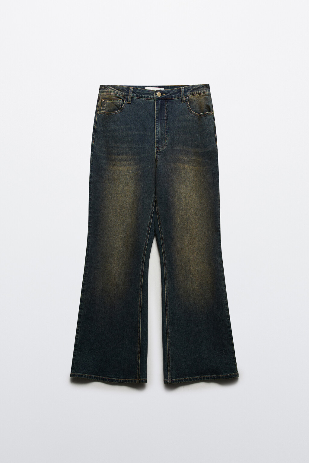 Джинсы клеш с высокой посадкой - цвет темный тинт - 7