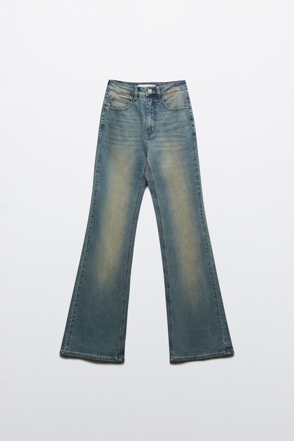 Джинсы клеш с высокой посадкой - цвет синий - 7