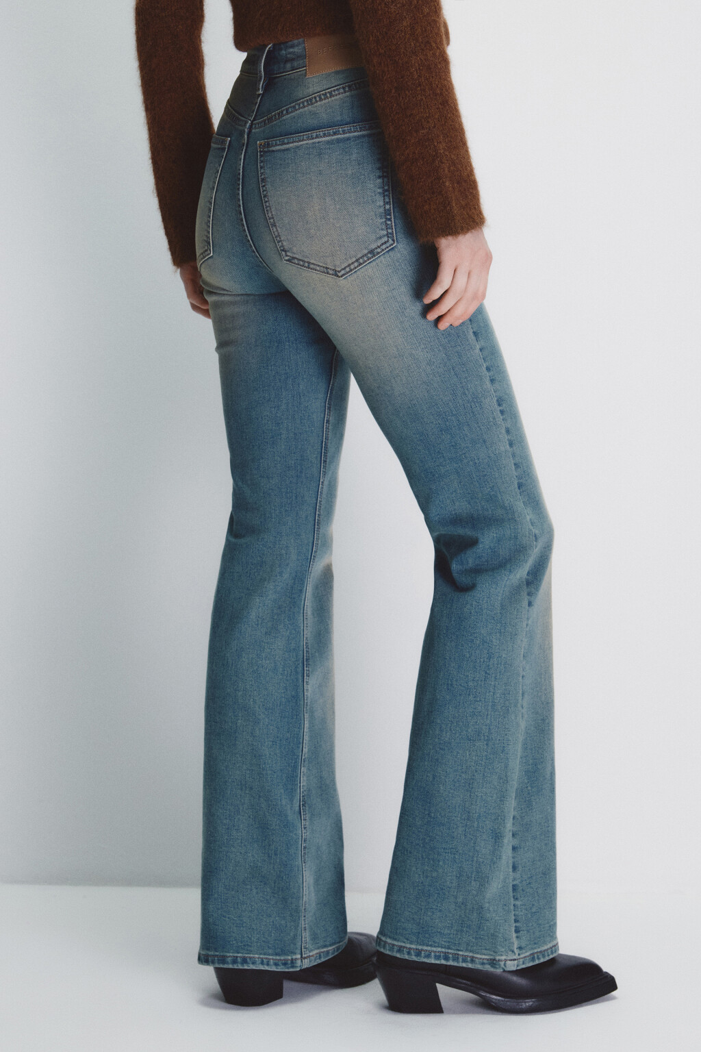 Джинсы клеш с высокой посадкой - цвет синий - 4