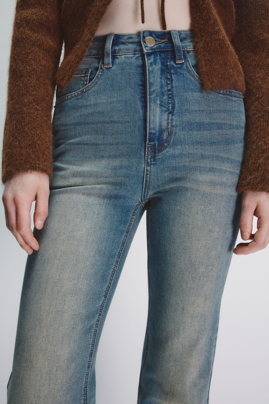 Джинсы клеш с высокой посадкой - цвет синий - 6