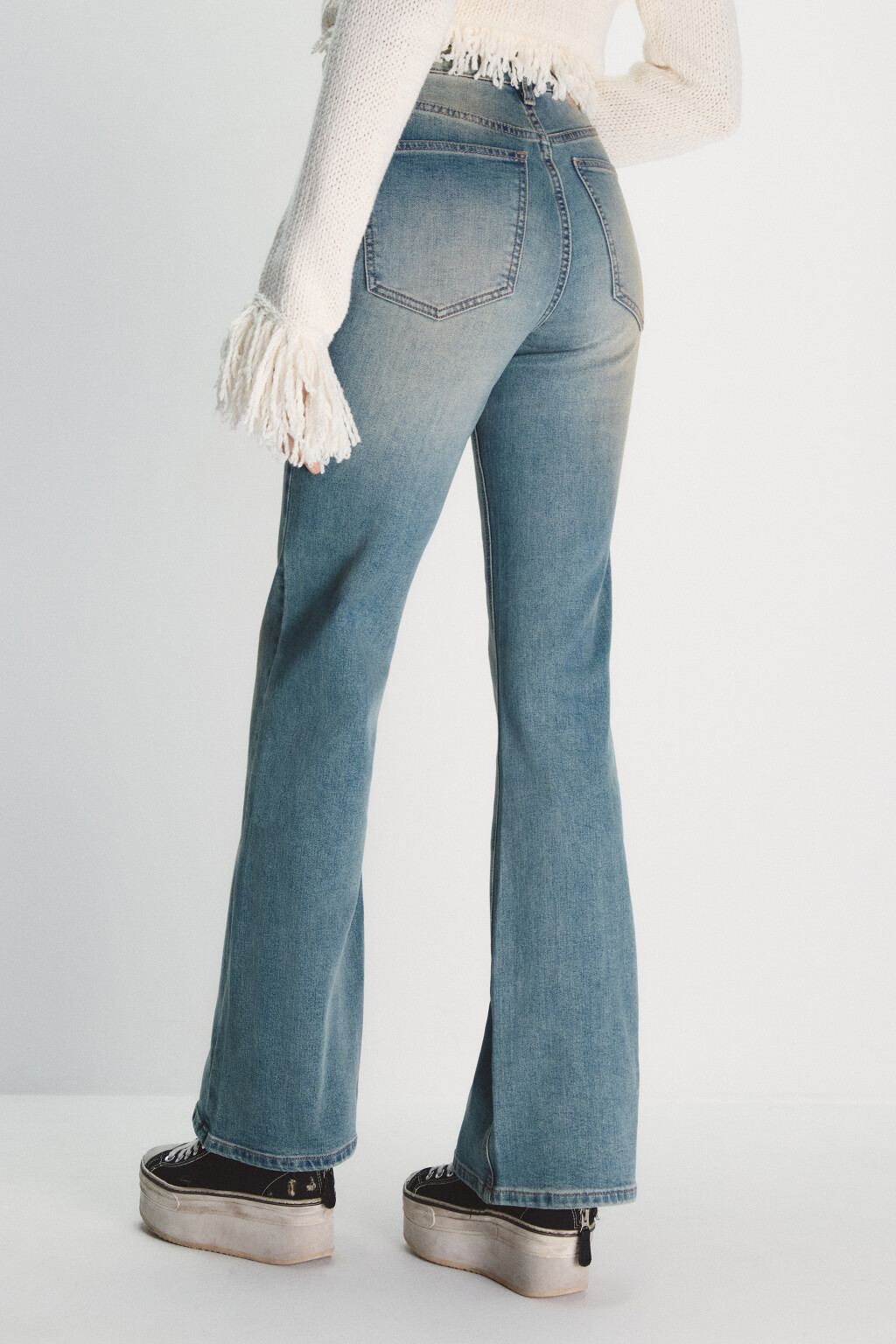 Джинсы клеш с высокой посадкой - цвет синий - 2