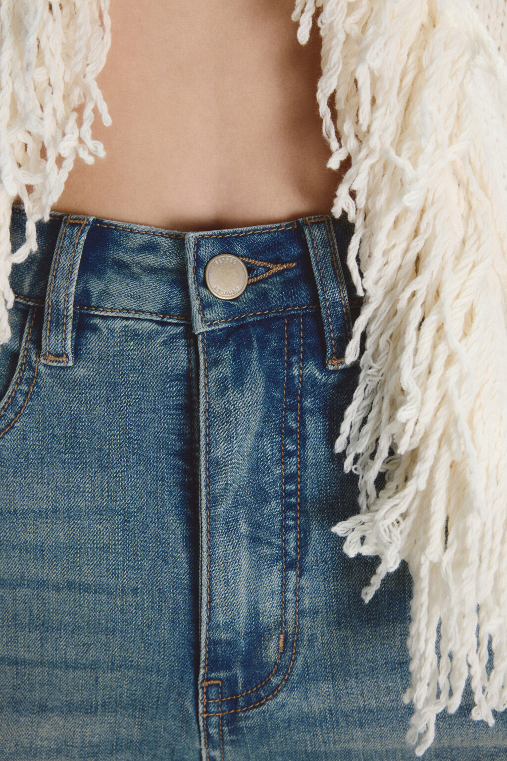 Джинсы клеш с высокой посадкой - цвет синий - 4