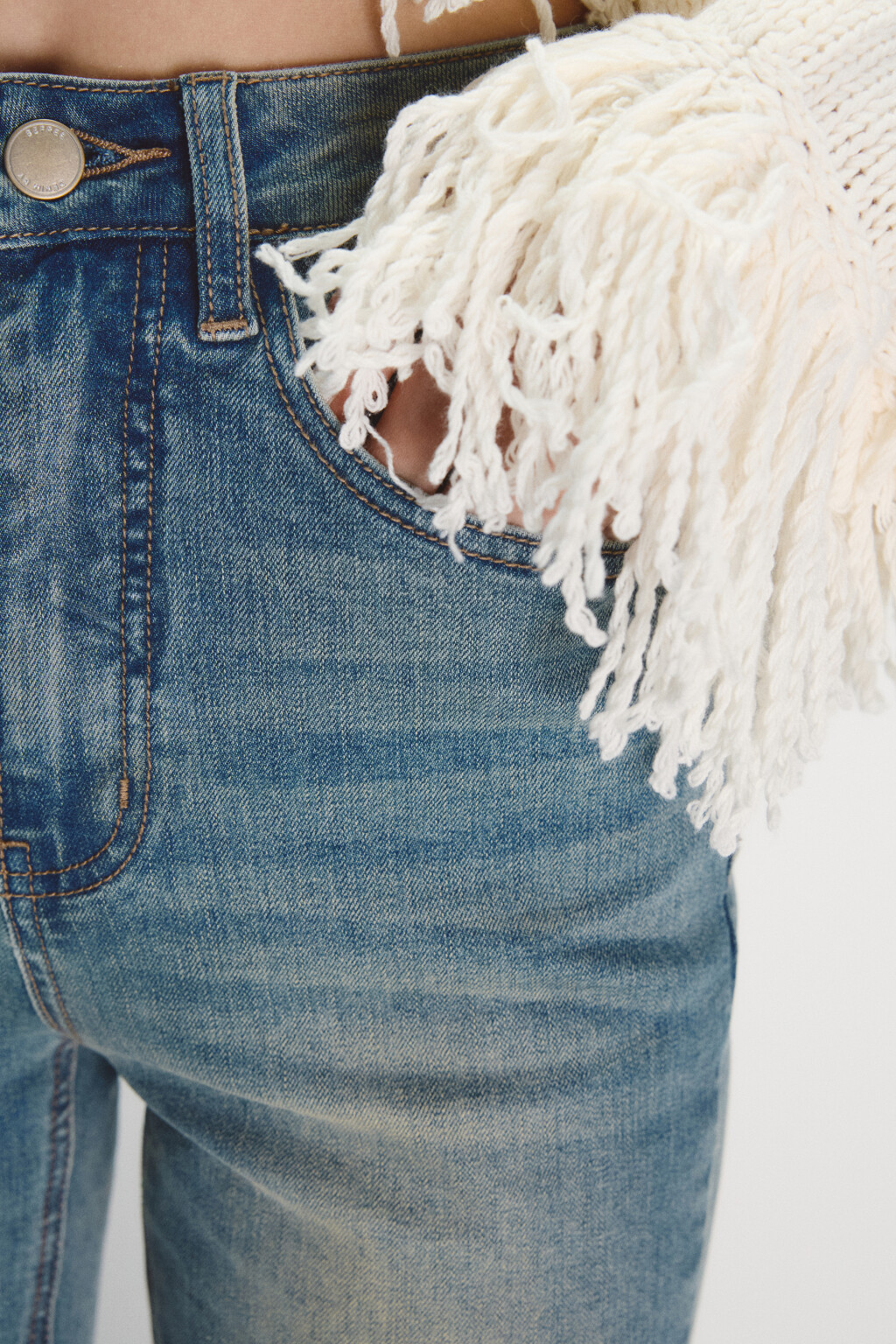 Джинсы клеш с высокой посадкой - цвет синий - 5