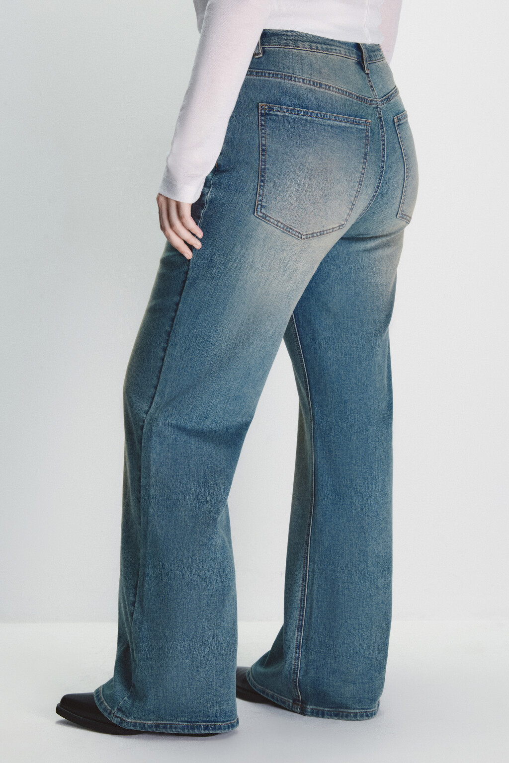 Джинсы клеш с высокой посадкой - цвет синий - 3
