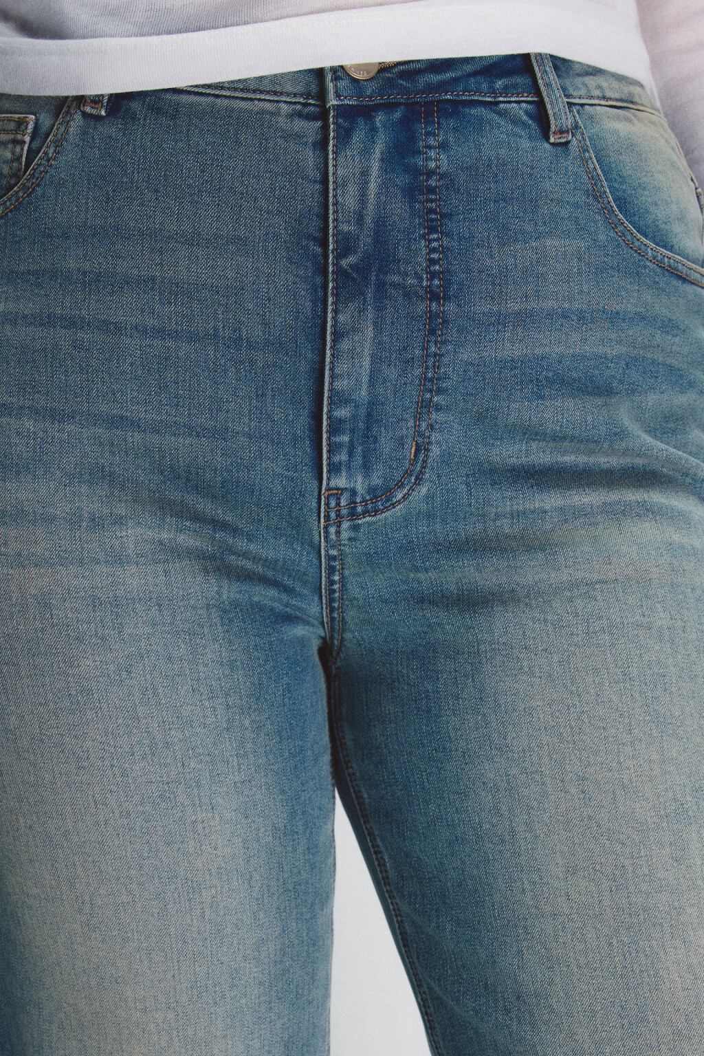 Джинсы клеш с высокой посадкой - цвет синий - 5