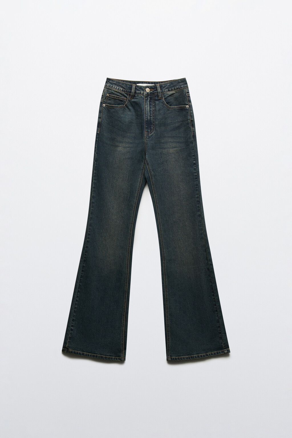 Джинсы клеш с высокой посадкой - цвет темный тинт - 7
