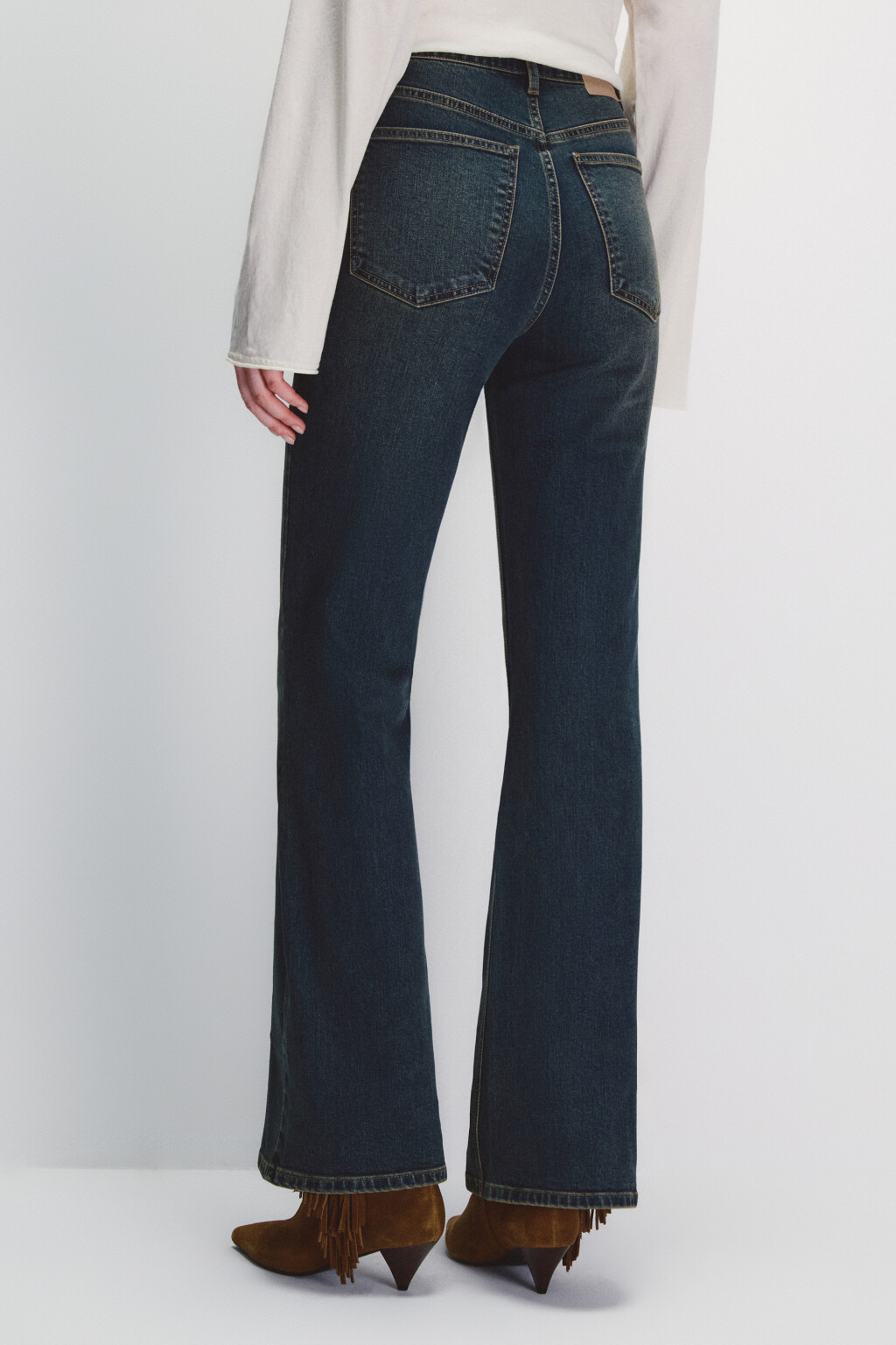 Джинсы клеш с высокой посадкой - цвет темный тинт - 3