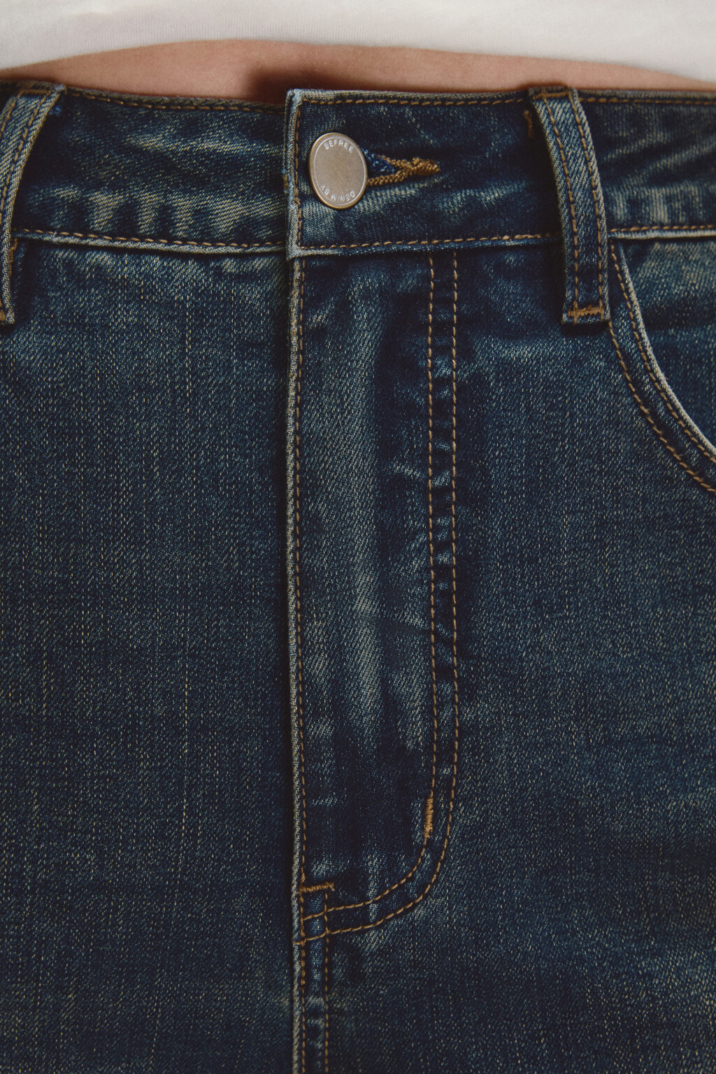 Джинсы клеш с высокой посадкой - цвет темный тинт - 4