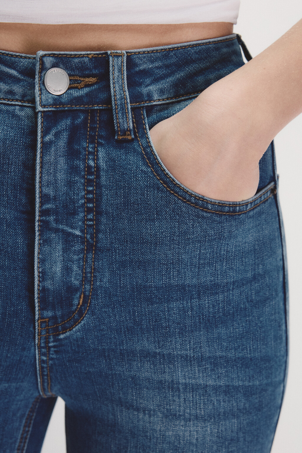 Джинсы клеш с высокой посадкой - цвет голубой - 4