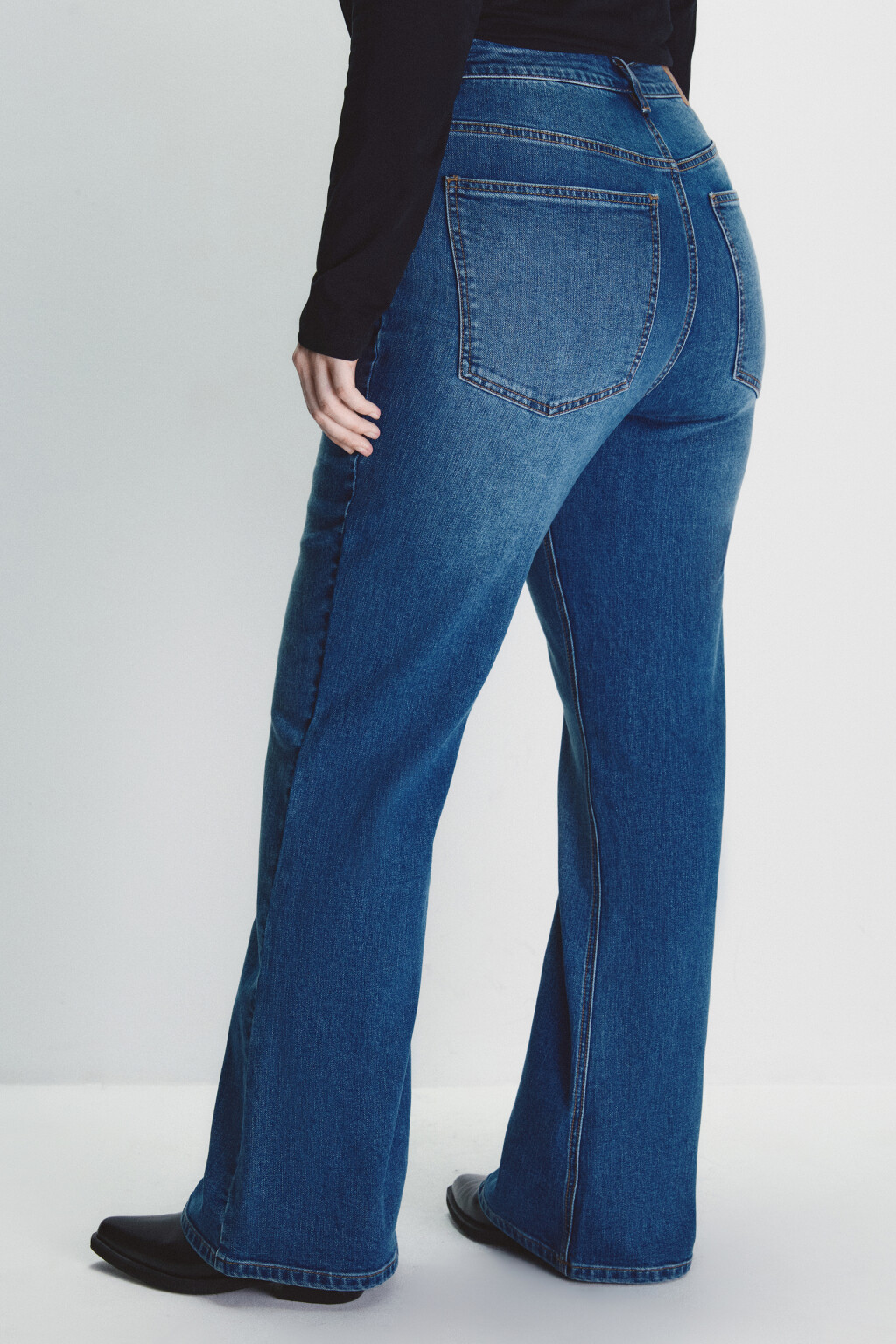 Джинсы клеш с высокой посадкой - цвет голубой - 3