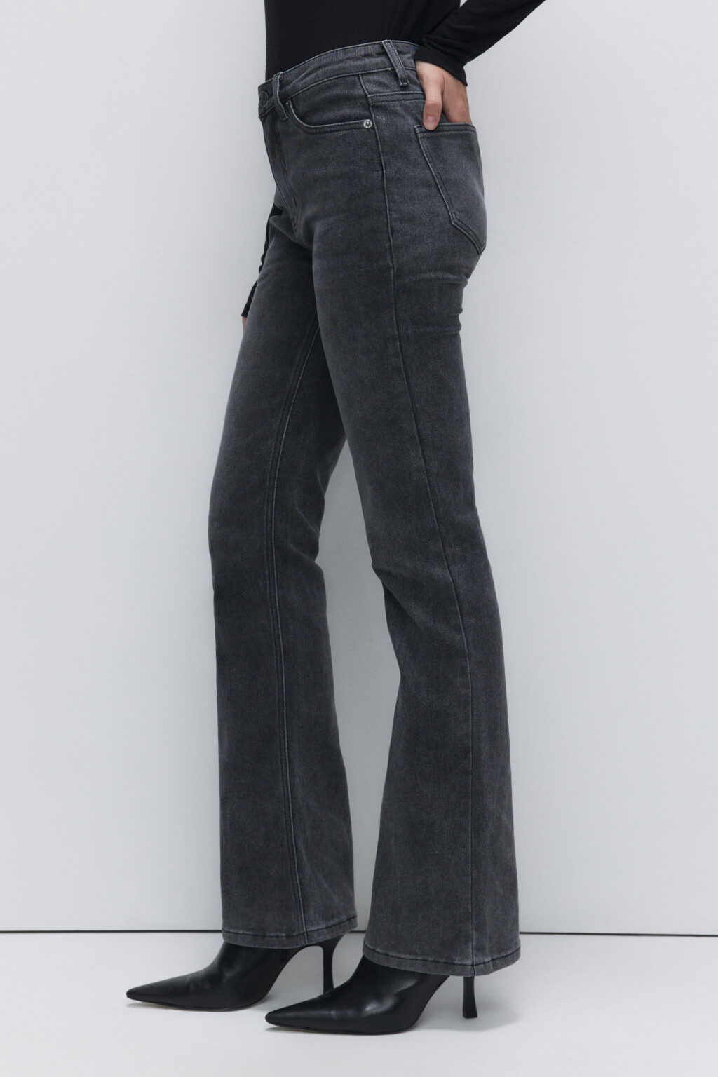 Джинсы Flare расклешенные с высокой посадкой - цвет серый - 3