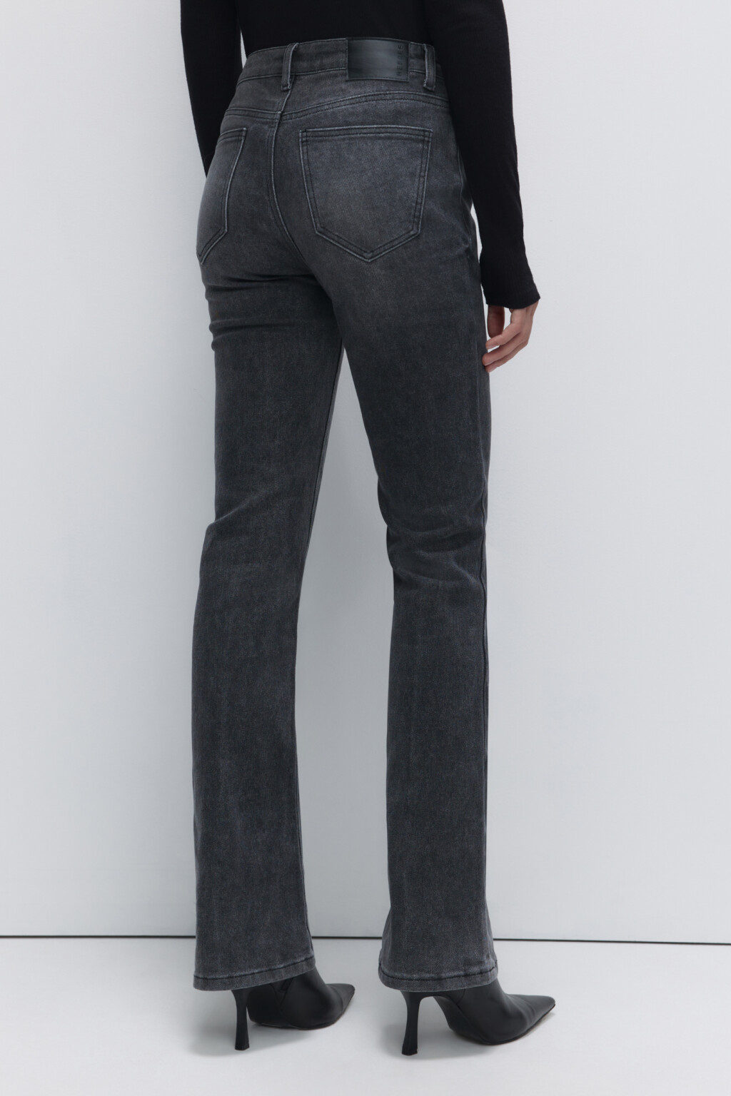 Джинсы Flare расклешенные с высокой посадкой - цвет серый - 4